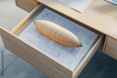 Engineering Evolution: Old Steampunk Airship Blueprint Meeting Modern Aircraft Schematics in a Dusty Drawer