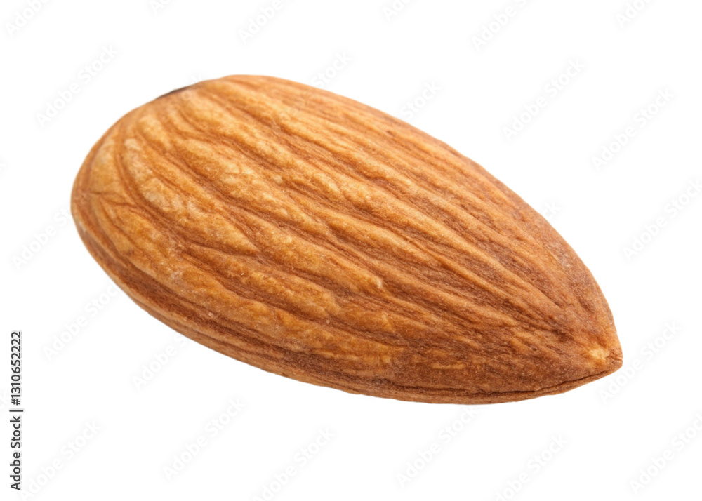 Close-up of an almond with a textured brown surface, isolated on transparent background. Close-up of an almond with a textured brown surface, isolated on transparent background.
