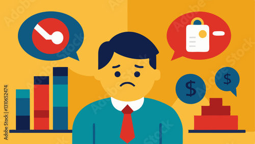 Protest and Investment Portfolio A depiction of a protest scene with a worried investor looking at their investment portfolio demonstrating how civil unrest can lead to anxiety in