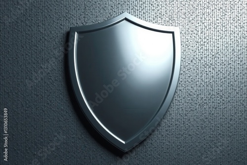 A Smooth Metallic Shield on a Textured Surface, Representing Protection and Security
