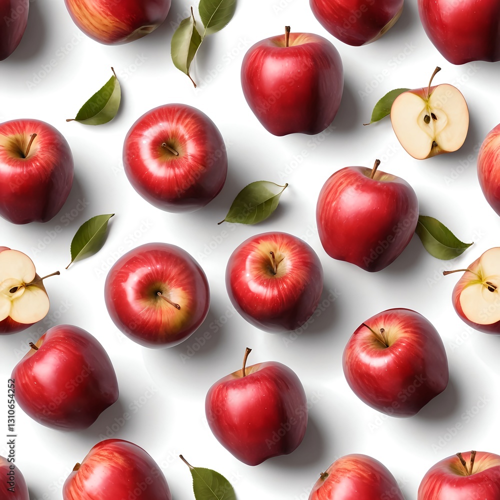 Red Apples Pattern on White Background Red Apples Pattern on White Background