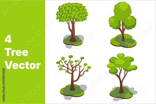 4 vector tree images that can be re-edited