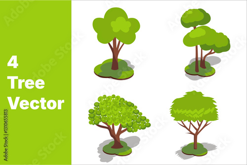 4 vector tree images that can be re-edited