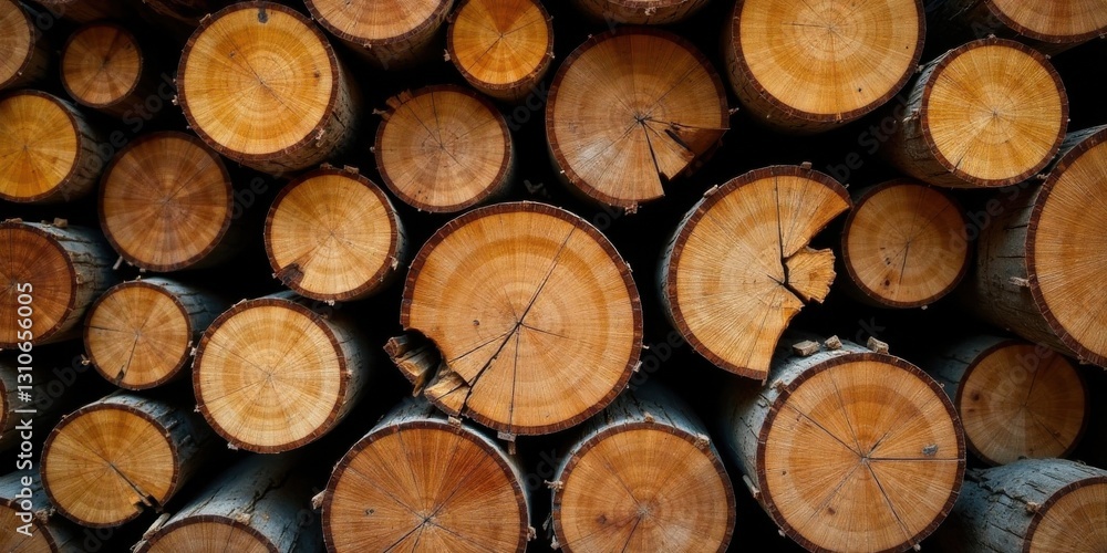 A dense stack of neatly arranged tree cross sections, showcasing intricate wood grain patterns and natural textures A dense stack of neatly arranged tree cross sections, showcasing intricate wood grain patterns and natural textures
