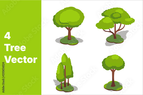 4 vector tree images that can be re-edited