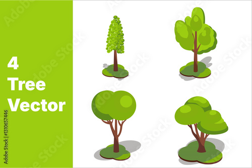 4 vector tree images that can be re-edited