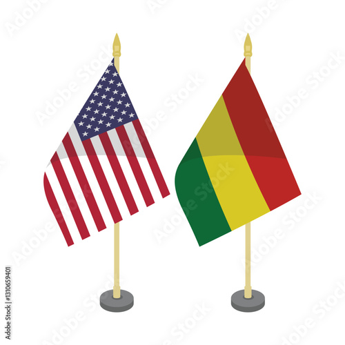 United states America Bolivia  flagpole table vector design