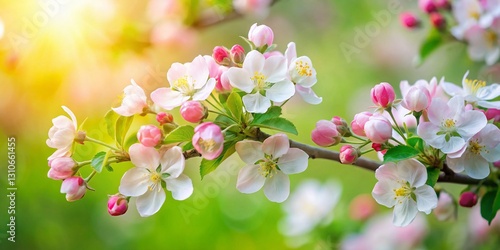 Miniature Spring Apple Blossoms: Tilt-Shift Photography of Blooming Apple Tree Branches