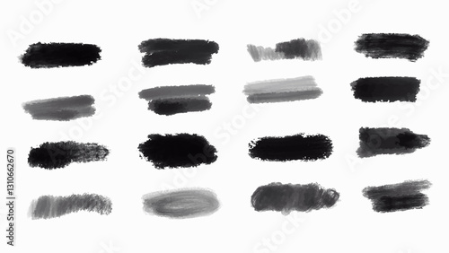 Obraz na płótnie Set of of a collection of black brush strokes created in a grunge style. Vector. w salonie