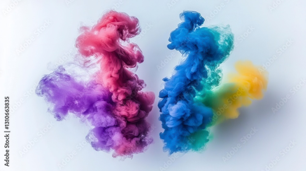 Fototapeta premium Colorful Ink Clouds Against White Background