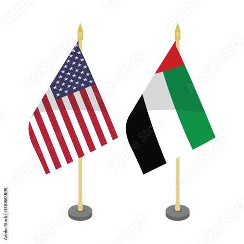 United states America uni emirates arab flagpole table vector design