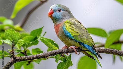 Colorful Parakeet on Branch, Outdoor photo