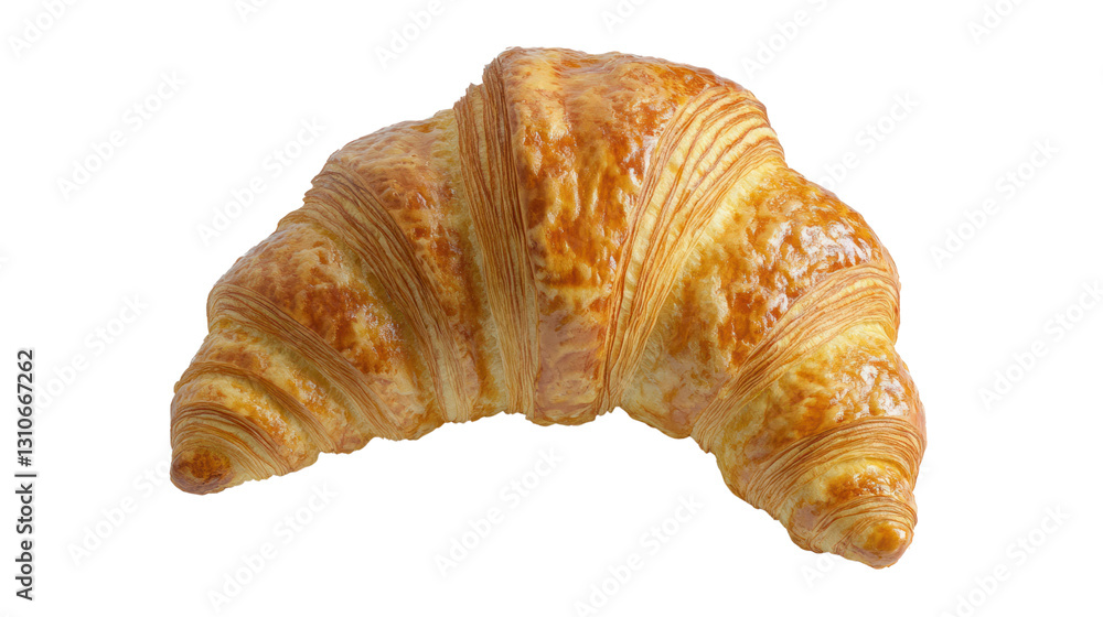 Fresh, golden croissant with flaky layers, isolated against a white background. Fresh, golden croissant with flaky layers, isolated against a white background.