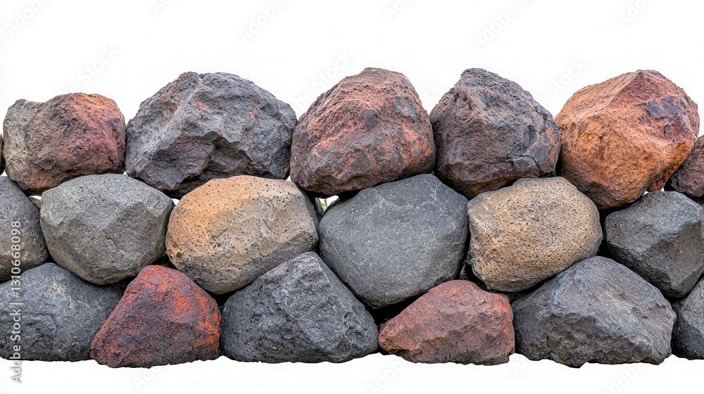Colorful Stone Wall on White Background Colorful Stone Wall on White Background