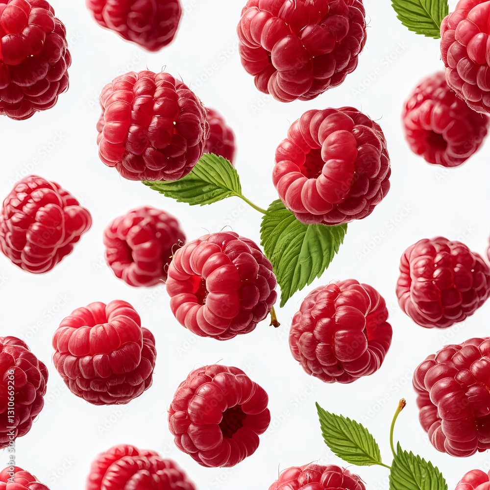 Falling Raspberries with Leaves Falling Raspberries with Leaves