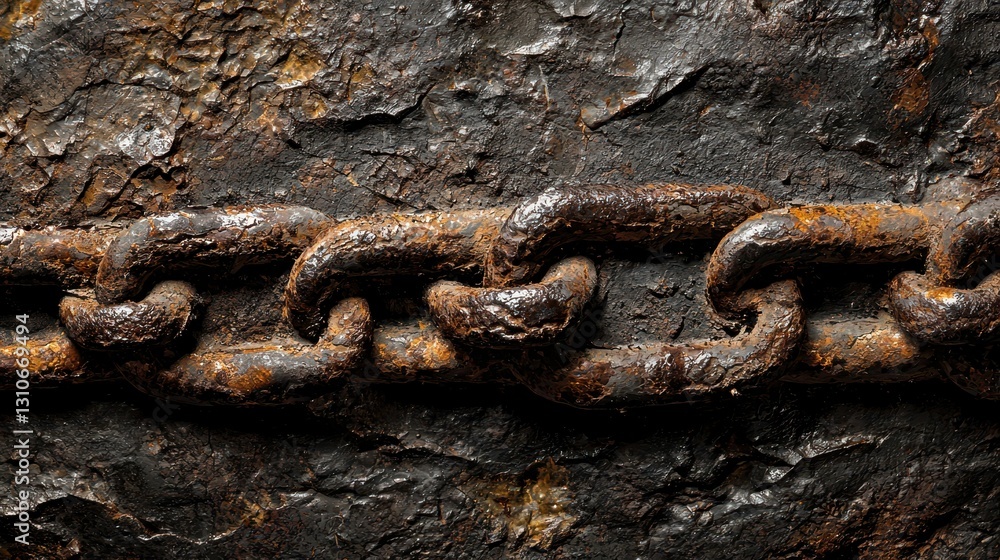 Dramatic Macro of Rusted Chain Links on Textured Background Dramatic Macro of Rusted Chain Links on Textured Background