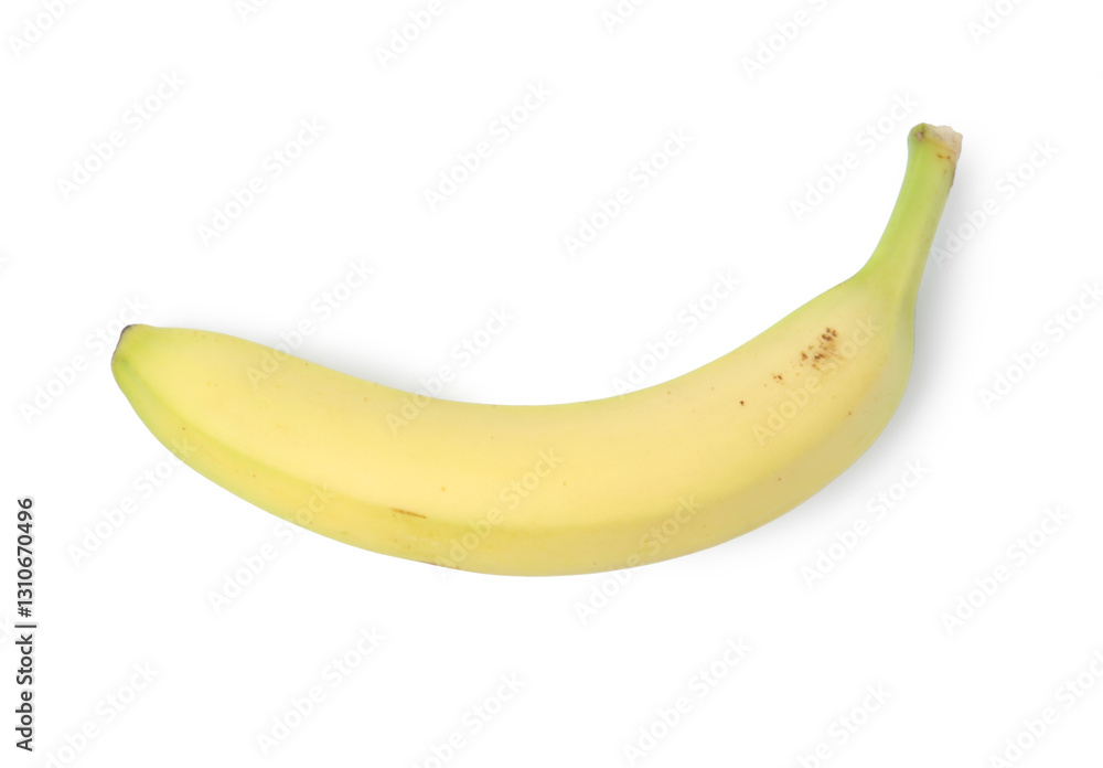 One fresh ripe banana isolated on white, top view One fresh ripe banana isolated on white, top view