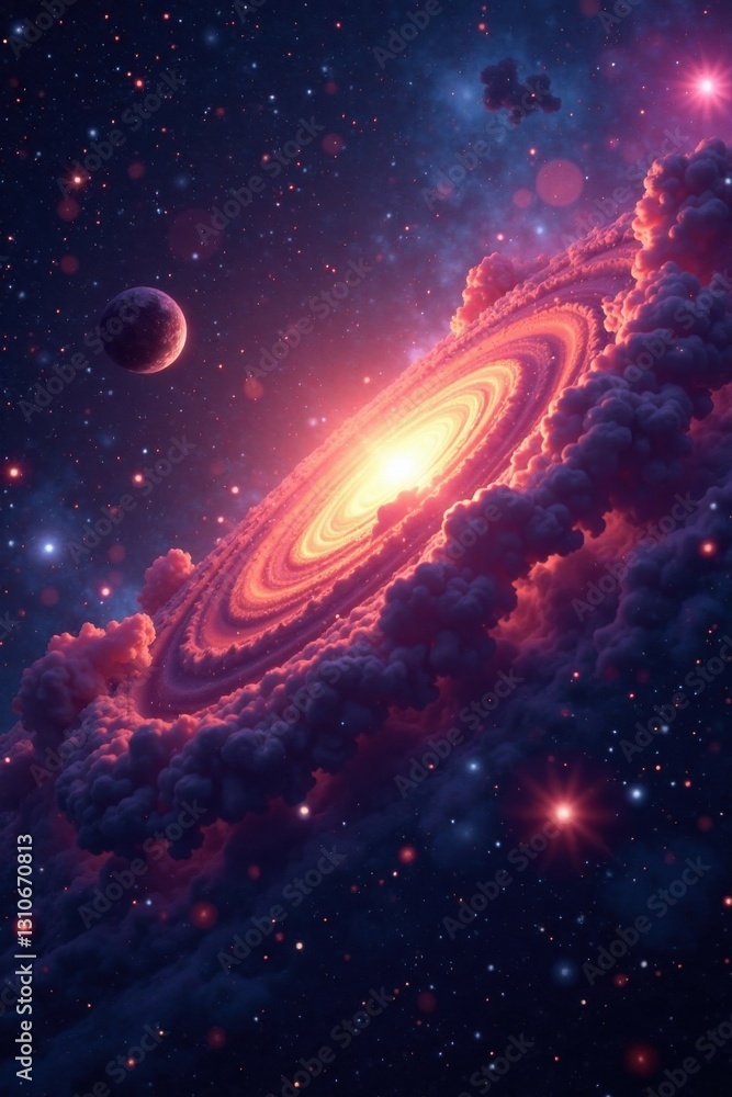 Celestial bodies in a distant nebula , cosmos, stars, space background Celestial bodies in a distant nebula , cosmos, stars, space background