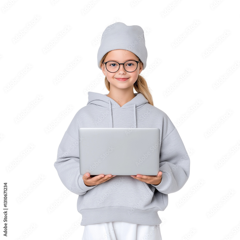 Tech-Savvy Girl with Laptop | Young Student, Digital Learning, Modern Technology Tech-Savvy Girl with Laptop | Young Student, Digital Learning, Modern Technology