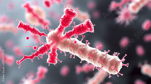 Bartonella henselae bacteria, the causative agent of cat-scratch disease or bartonellosis, formerly known as Rochalimaea bacteria, 3D illustration
