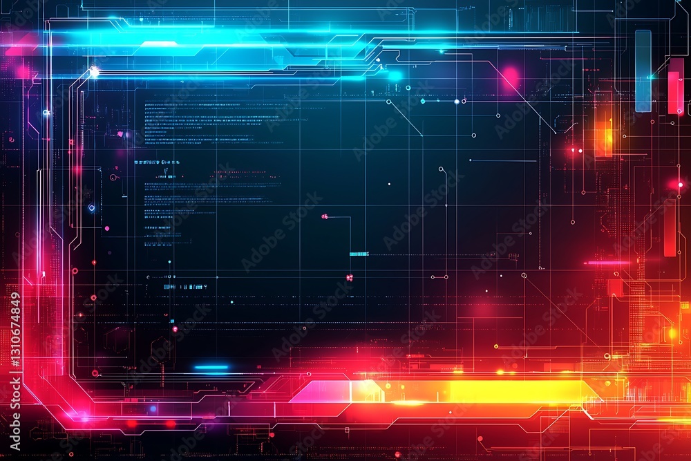Fototapeta premium Neon Tech Interface Background.