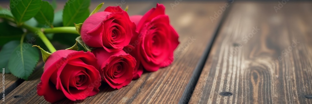 Beautiful arrangement of fresh roses on wooden surface, bouquet, beautiful, surface