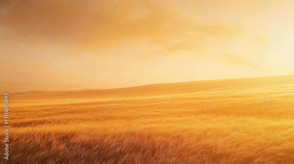 Golden wheat field sways gently in sunlight, serene and vast, promising abundance and peace in countryside Golden wheat field sways gently in sunlight, serene and vast, promising abundance and peace in countryside