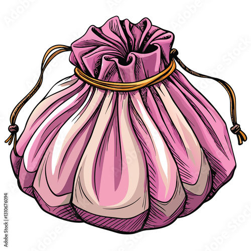 Design a highly detailed, realistic vector illustration of a single, sharp fabric pleat; showcasing intricate folds and shadows.  Focus on texture and depth.