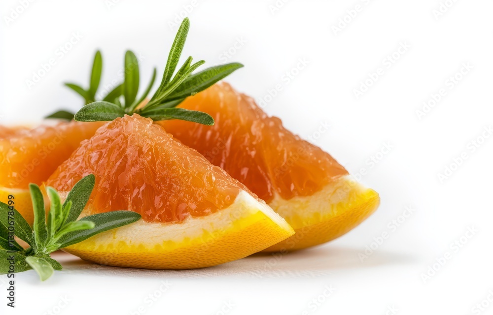 Fresh Grapefruit Segments on White Background Fresh Grapefruit Segments on White Background