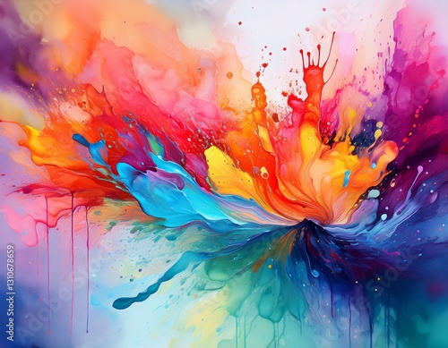 vibrant watercolor splash creating abstract art