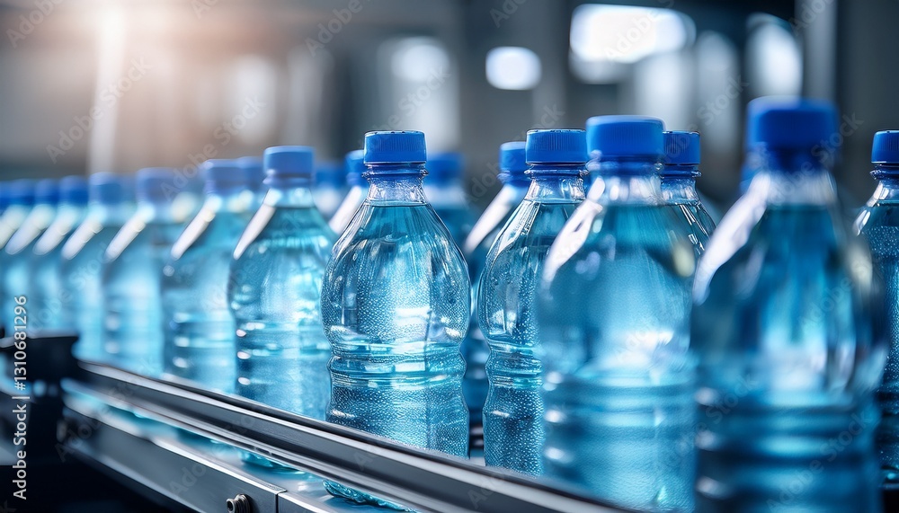 plastic bottles of a mineral water on a production line plastic bottles of a mineral water on a production line