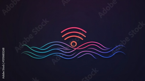 Wireless Connectivity Abstract: A vibrant abstract design depicts wireless waves flowing over a dark background, symbolizing seamless connectivity and the pervasive nature of Wi-Fi in our digital age.