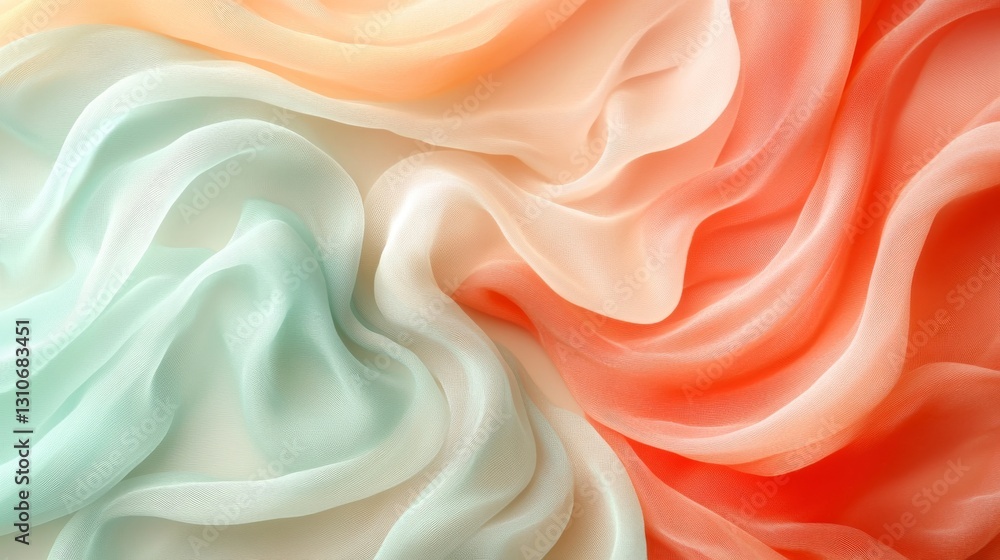 Colorful flowing fabrics exhibiting soft and smooth textures creating aesthetic appeal Colorful flowing fabrics exhibiting soft and smooth textures creating aesthetic appeal