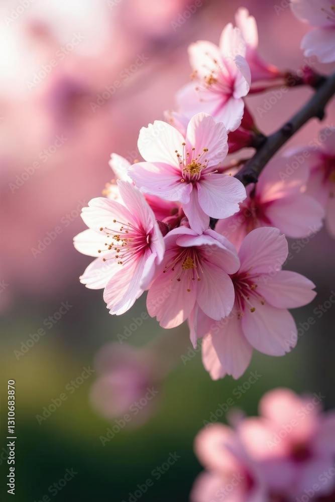 Soft pink hues of the blooming cherry blossom, soft pink, pink cherry blossoms, garden Soft pink hues of the blooming cherry blossom, soft pink, pink cherry blossoms, garden
