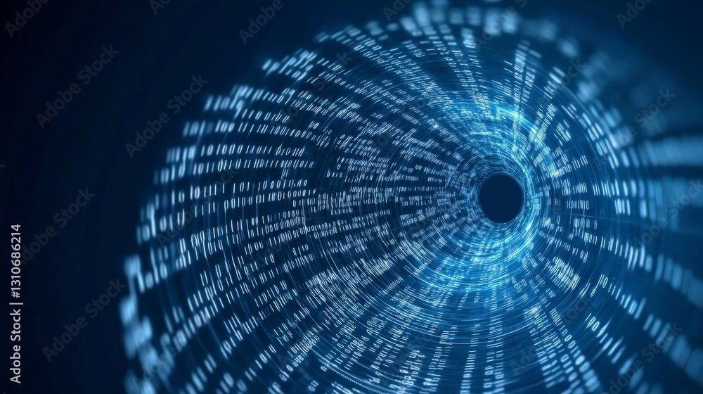 Abstract Digital Data Vortex Blue Binary Code Swirling Tunnel Abstract Digital Data Vortex Blue Binary Code Swirling Tunnel