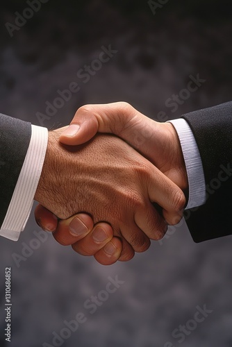A handshake between two business professionals, symbolizing a successful agreement in a modern corporate setting