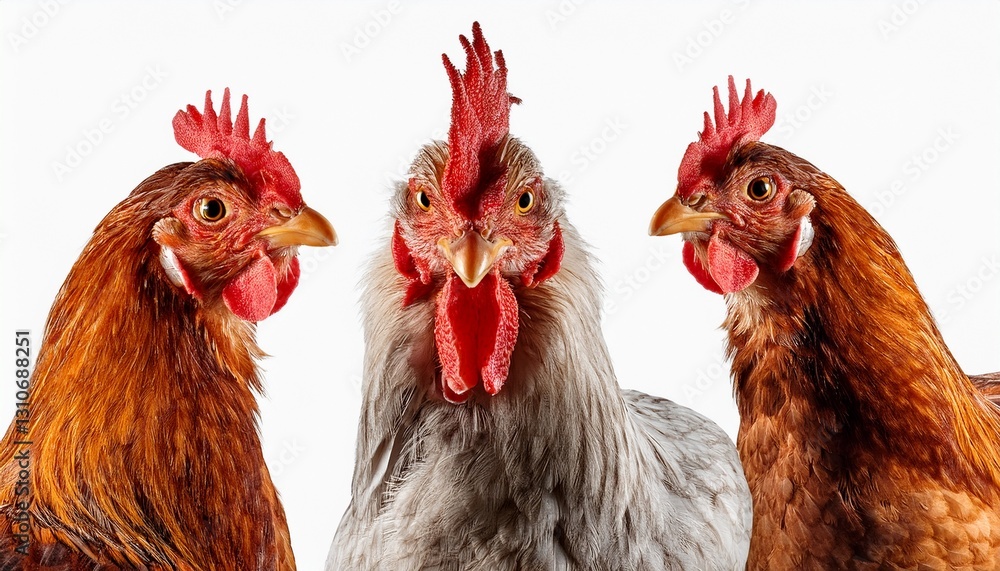 Naklejka premium three chicken isolated on white background