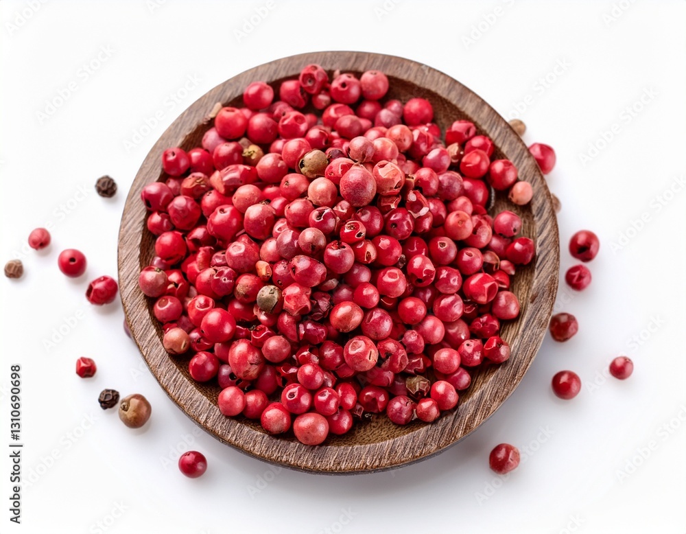 pink peppercorns on a white background isolated background pink peppercorns on a white background isolated background