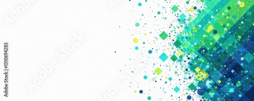 Geometric abstract halftone design on white background with blue and green accents, background, geometric