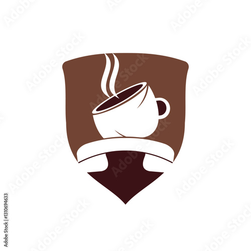 Coffee call vector logo design. Handset and cup icon.