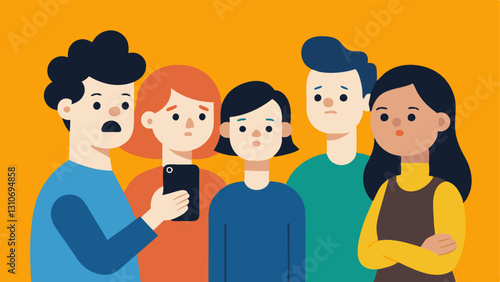 The Risky Dare A group of friends gathered around one holding a phone recording while another takes a dangerous dare like a risky jump with concerned expressions on the others