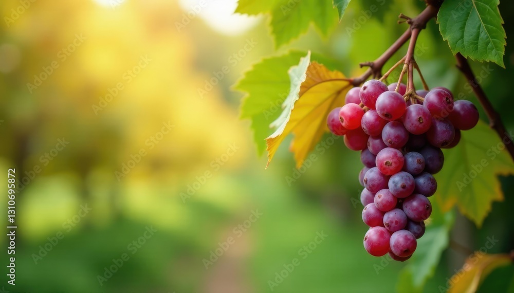 Bunches of wild grapes hanging from a willow tree branch, autumn, nature Bunches of wild grapes hanging from a willow tree branch, autumn, nature