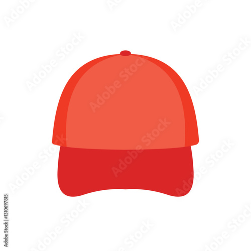 Baseball cap red flat vector design front view