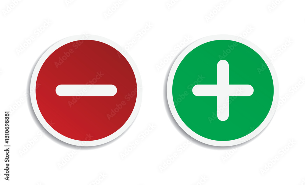 plus, minus icon red green vector design plus, minus icon red green vector design