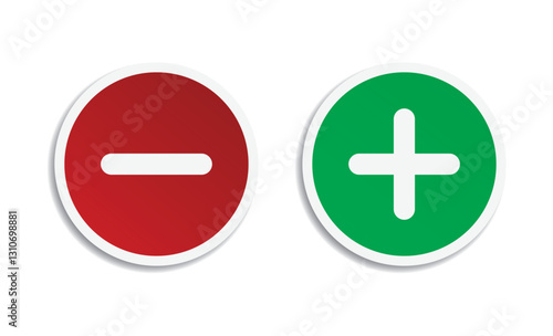plus, minus icon red green vector design