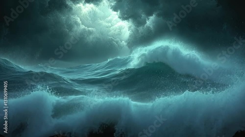 Stormy Seascape: A Night of Tempestuous Waves