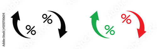 Percent arrow icon set