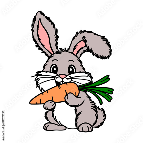 Cute Bunny Holding Carrot