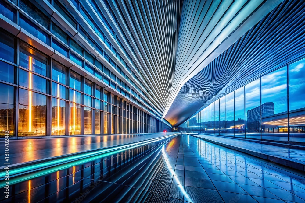 Obraz premium Modern Architecture Long Exposure Parallel Lines Background - Abstract Cityscape