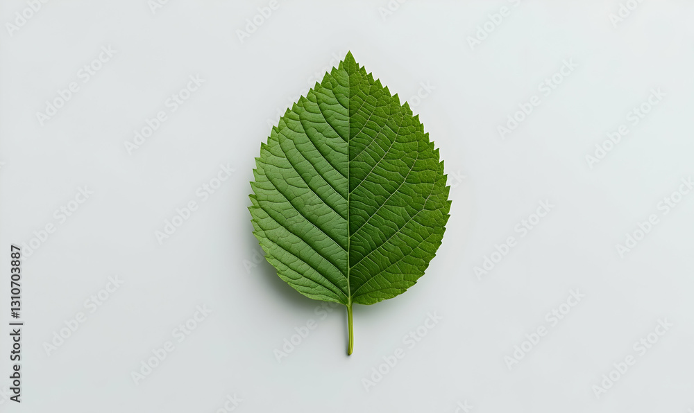 Symmetrical Green Leaf on Minimalist Background for Nature Themes Symmetrical Green Leaf on Minimalist Background for Nature Themes